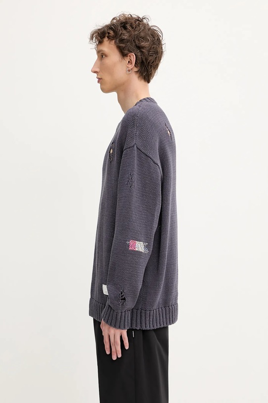 NEIGHBORHOOD sweter bawełniany Savage Crewneck Sweater 251FUNH.KNM03 granatowy SS25