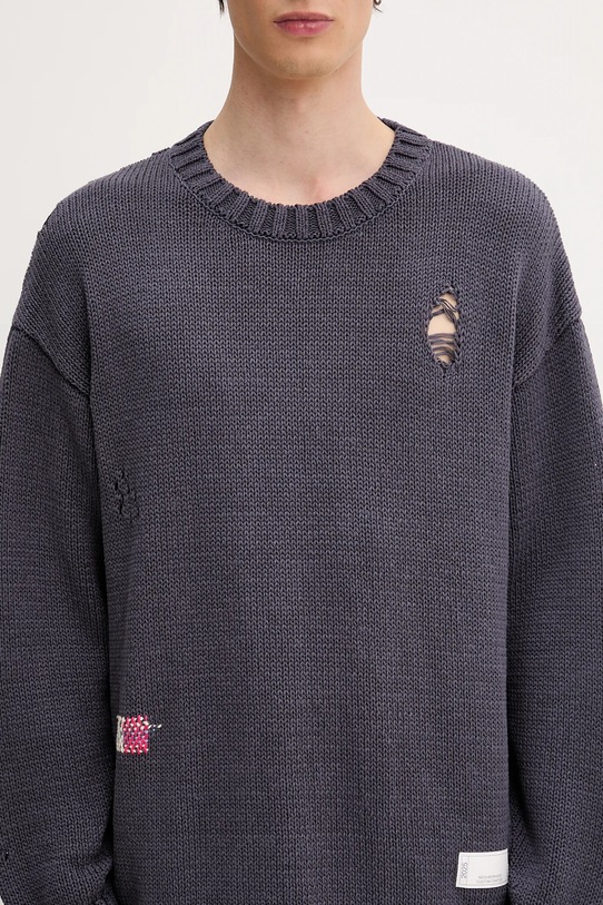 NEIGHBORHOOD sweter bawełniany Savage Crewneck Sweater 251FUNH.KNM03 granatowy