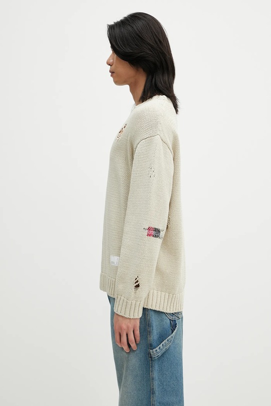 NEIGHBORHOOD sweter bawełniany Savage Crewneck Sweater 251FUNH.KNM03 beżowy SS25