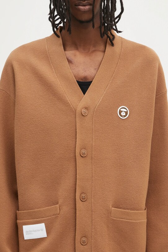 AAPE kardigan Now Knit brązowy AAPKNMB335XXN