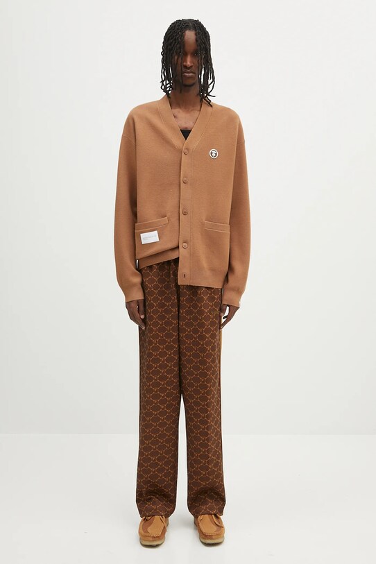 AAPE kardigan Now Knit AAPKNMB335XXN brązowy