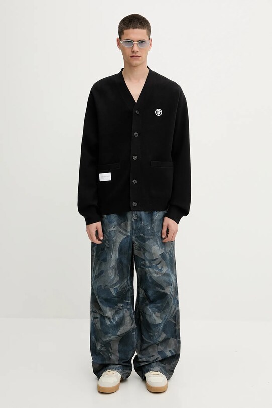 Πλεκτή ζακέτα AAPE Now Knit AAPKNMB335XXN μαύρο