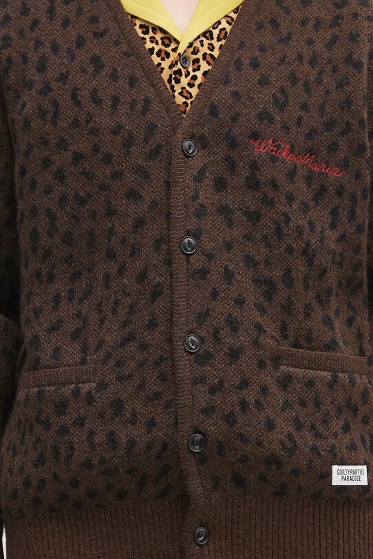 Wacko Maria cardigan in lana leopard mohair marrone 25SS.WMK.KN10