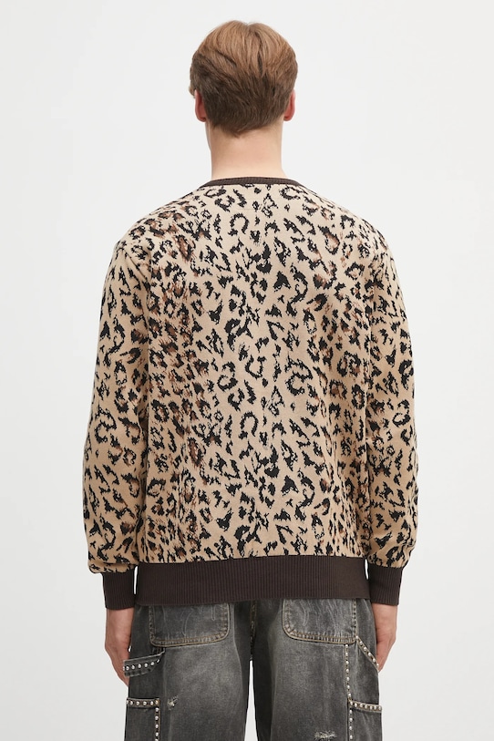Oblečení Bavlněný kardigan Wacko Maria leopard jacquard 25SS.WMK.KN14 béžová