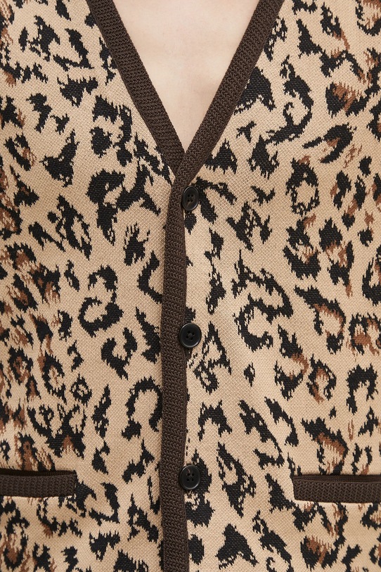 Bavlněný kardigan Wacko Maria leopard jacquard béžová 25SS.WMK.KN14