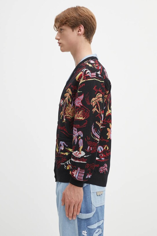Pamučni kardigan Wacko Maria jacquard 25SS.WMK.KN20 crna SS25
