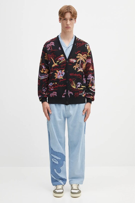 Pamučni kardigan Wacko Maria jacquard 25SS.WMK.KN20 crna