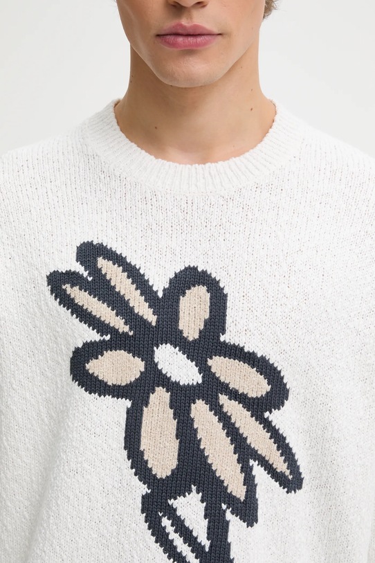 Maison Kitsuné sweter Abstract Daisy Intarsia biały OM00811KT1138