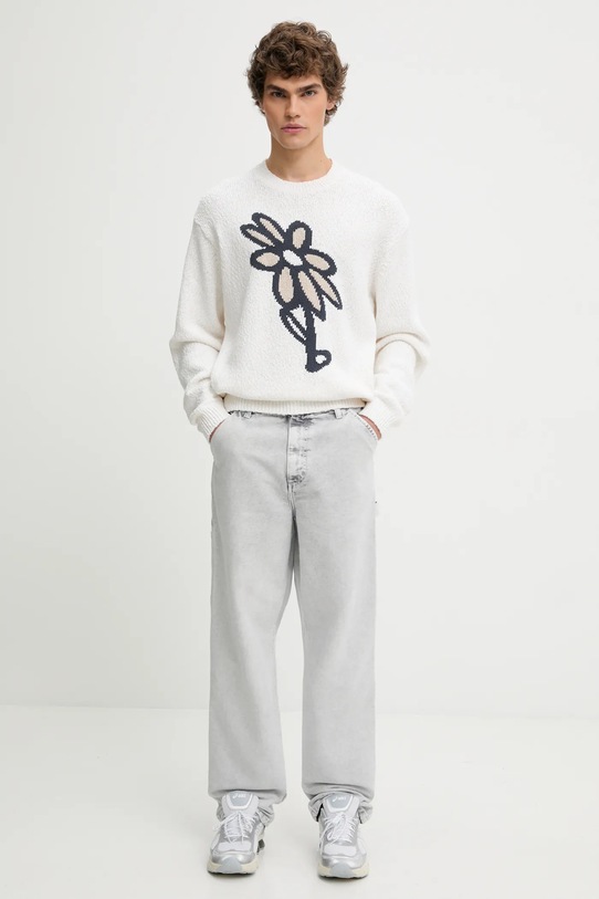 Maison Kitsuné sweter Abstract Daisy Intarsia OM00811KT1138 biały