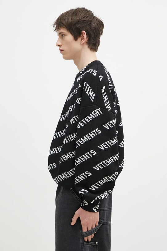 VETEMENTS pulover de lana Monogram UA66KN150B negru SS25