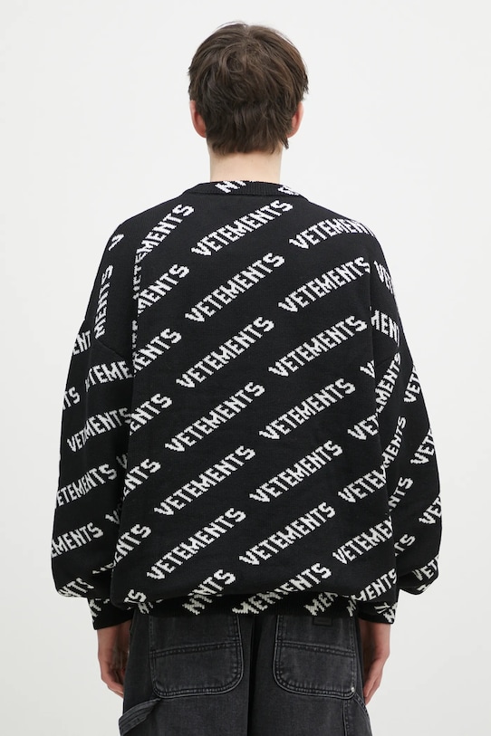 Îmbrăcăminte VETEMENTS pulover de lana Monogram UA66KN150B negru