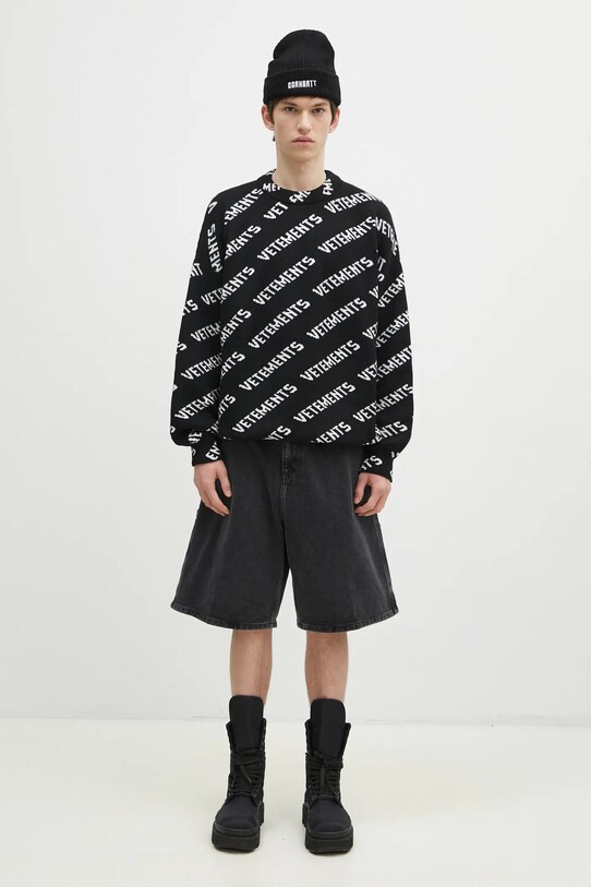 VETEMENTS pulover de lana Monogram UA66KN150B negru
