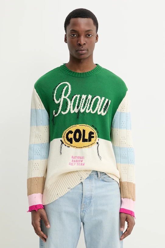 Bavlnený sveter Barrow S5BWUAJP076 zelená SS25