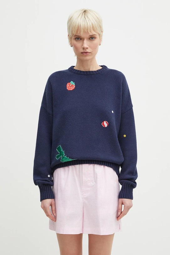 Fiorucci maglione in misto lana Multipatch Dinosaur M02SPKSW255KN01BL05 blu navy SS25