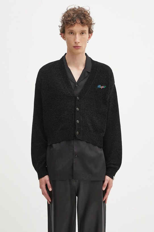 A Bathing Ape cardigan BAPE chenille semplice nero 1K80220002