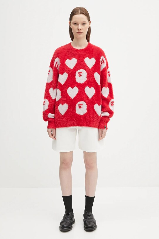 Svetr z vlněné směsi A Bathing Ape I love bape monogram 1K80220006