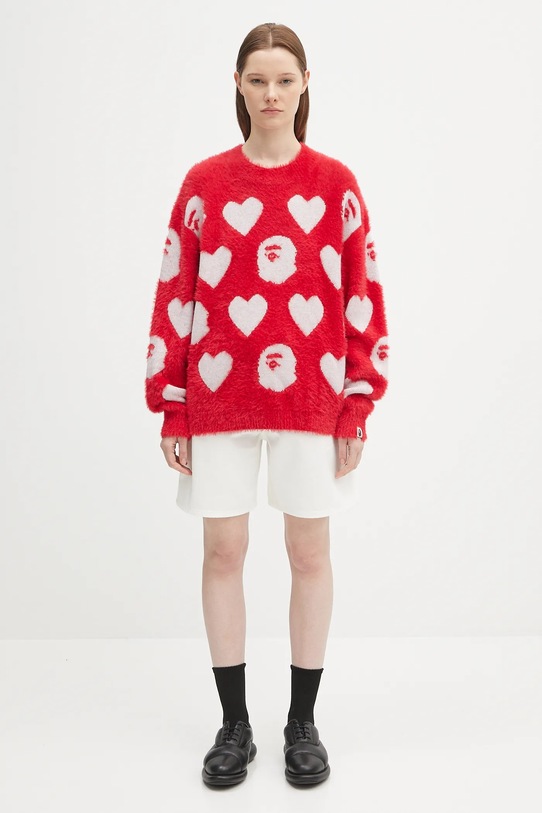 A Bathing Ape pulover din amestec de lână I love bape monogram 1K80220006