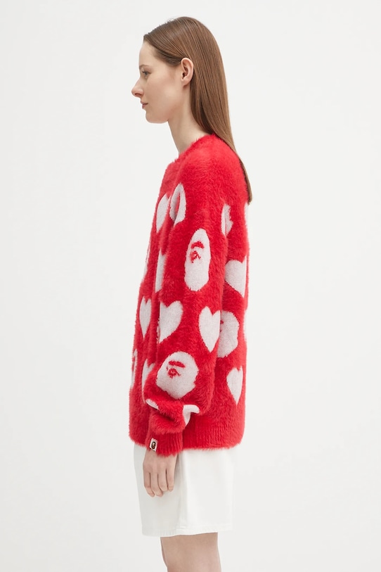 A Bathing Ape pulover din amestec de lână I love bape monogram rosu 1K80220006