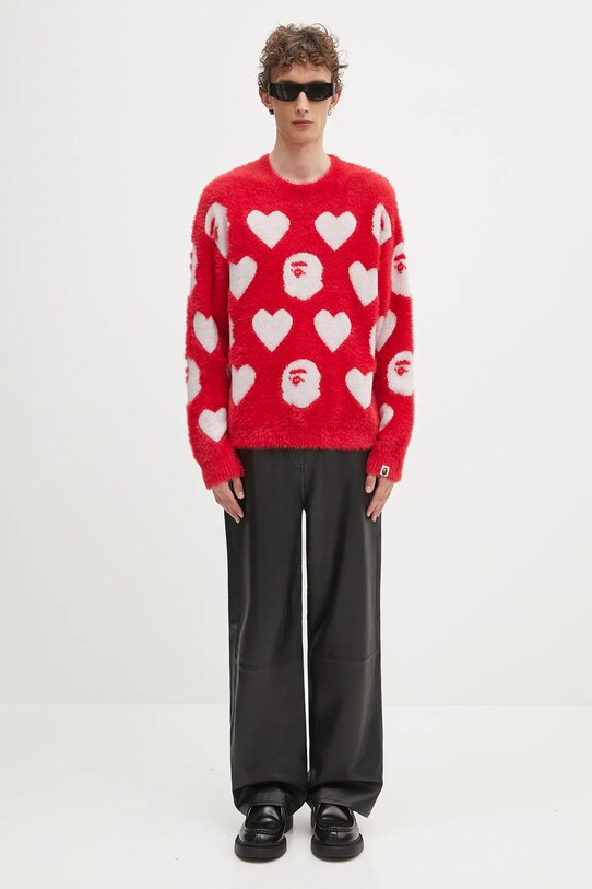 Svetr z vlněné směsi A Bathing Ape I love bape monogram 1K80220006