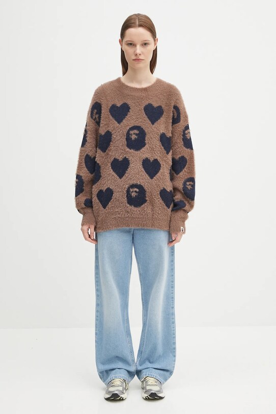 Svetr z vlněné směsi A Bathing Ape I love bape monogram 1K80220006