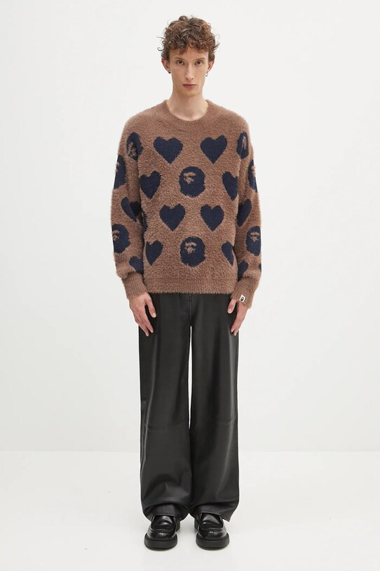 Svetr z vlněné směsi A Bathing Ape I love bape monogram 1K80220006