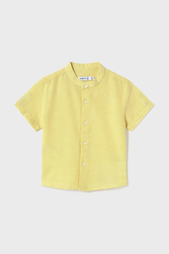 Detská košeľa s prímesou ľanu Mayoral s prímesou ľanu žltá 1110.3C.Baby.PPYA