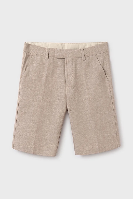 Mayoral pantaloni scurți din amestec de in pentru copii 6202.7B.Junior.PPYA maro SS25