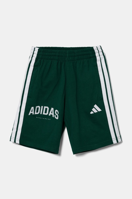 Дитячі бавовняні шорти adidas JM2440 зелений SS25