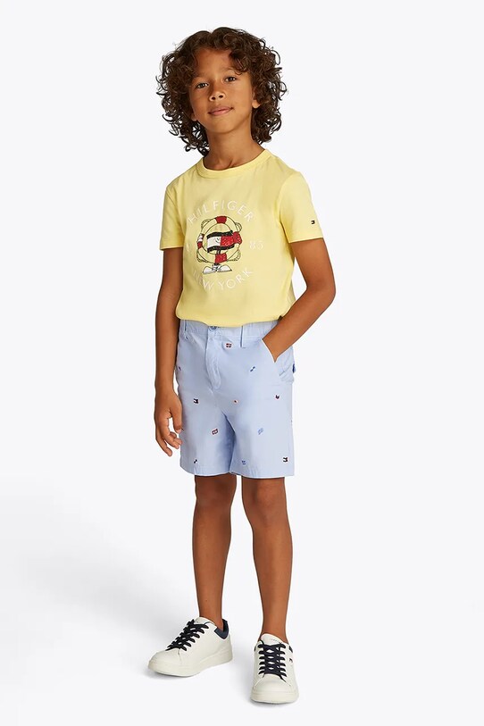 Detské krátke nohavice Tommy Hilfiger s elastanom modrá KB0KB09483.128.152.PPYA