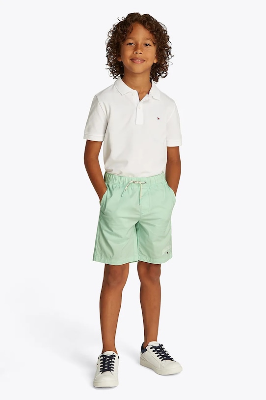 Kratke hlače Tommy Hilfiger pamuk zelena KB0KB09642.128.176.PPYA