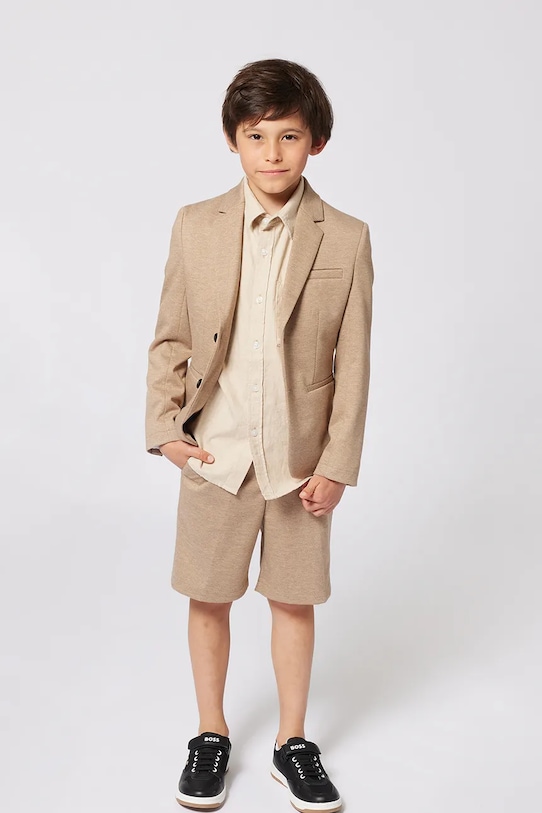 Дитячі лляні шорти BOSS J51988.114.150 бежевий