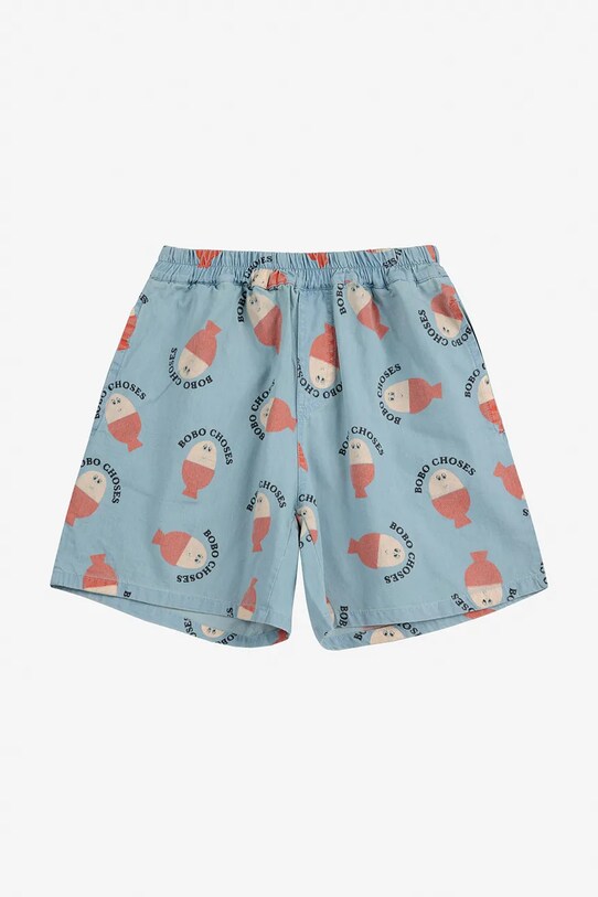 Bobo Choses pantaloni scurți din bumbac pentru copii Morning Egg 125AC063 albastru SS25