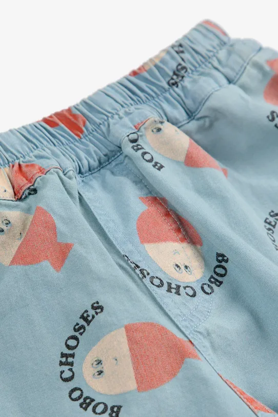 Băieți Bobo Choses pantaloni scurți din bumbac pentru copii Morning Egg 125AC063 albastru