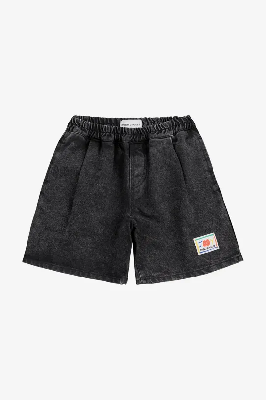 Bobo Choses pantaloni scurți din bumbac pentru copii Smiling 125AC058 negru SS25