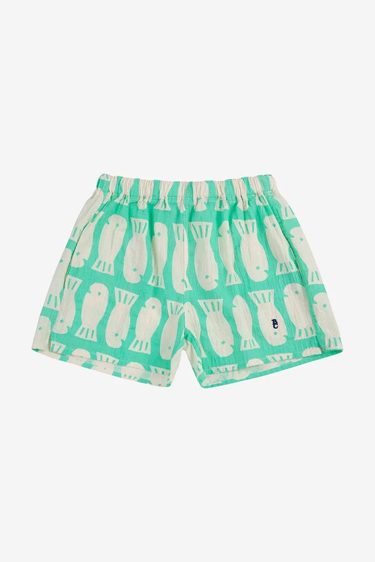 Bobo Choses pantaloni scurți din bumbac pentru copii Lucky Fish 125AC064 turcoaz SS25