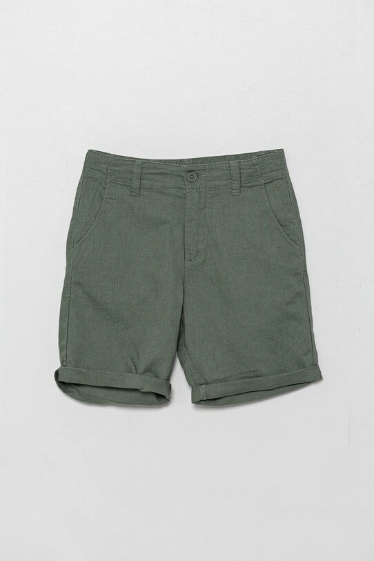 United Colors of Benetton szorty lniane dziecięce casual zielony 43WBC901E.G.Seasonal