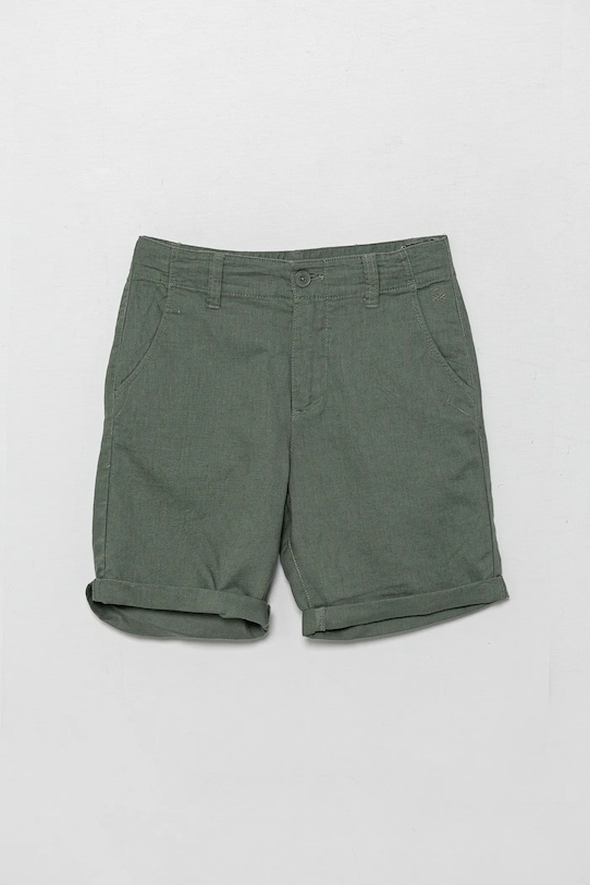 Παιδικό λινό σορτς United Colors of Benetton casual πράσινο 43WBC901E.G.Seasonal