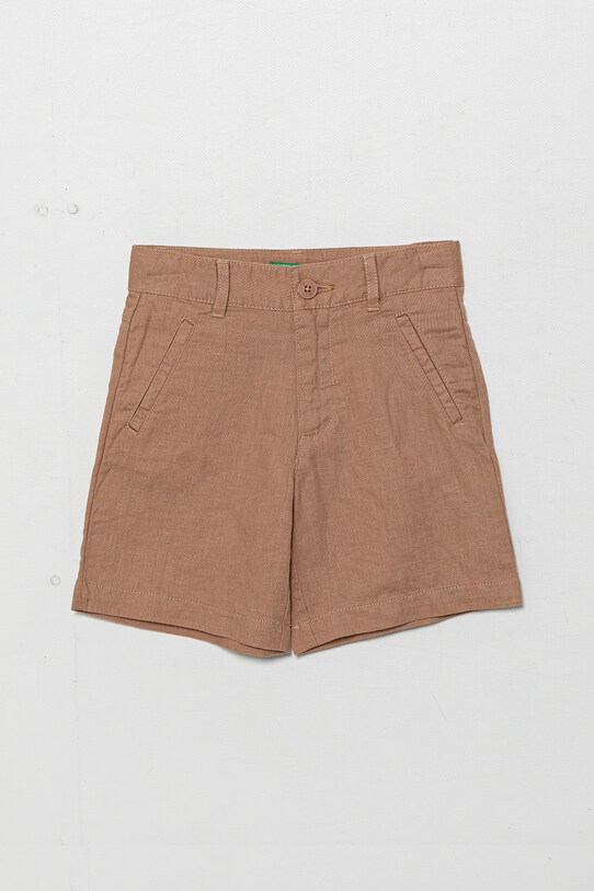 Detské ľanové šortky United Colors of Benetton ľan hnedá 43WBG901G.P.Seasonal