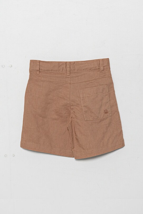 Detské ľanové šortky United Colors of Benetton 43WBG901G.P.Seasonal hnedá SS25