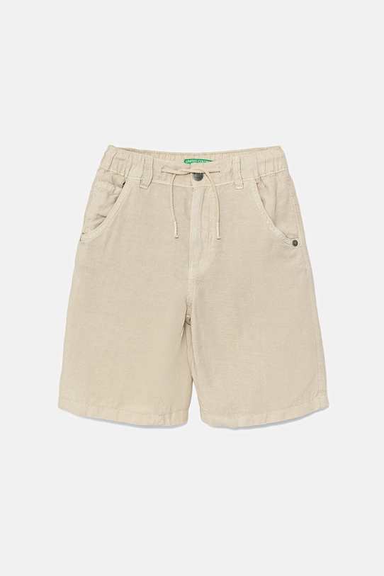 United Colors of Benetton pantaloni scurți din amestec de in pentru copii casual bej 41DAC9043.G.Seasonal