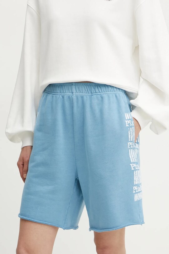 Pinko pantaloncini in cotone alta blu 104619.A2CV
