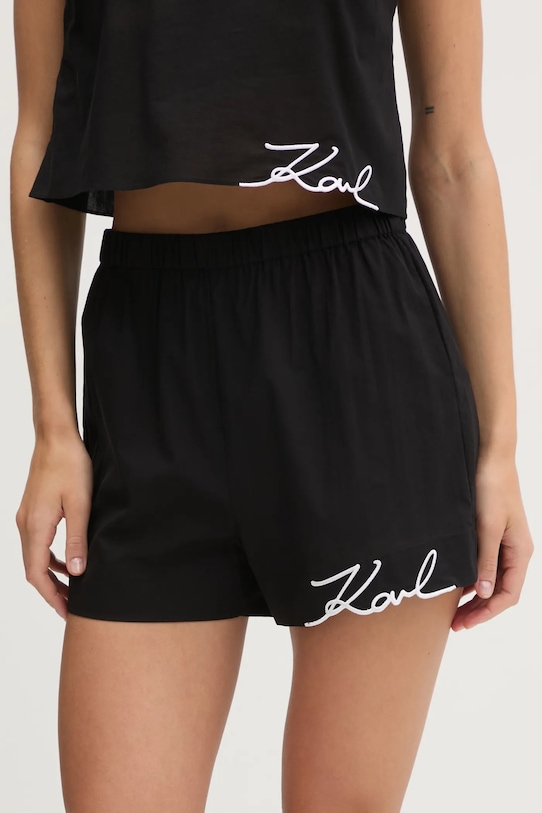 Bombažne kratke hlače za na plažo Karl Lagerfeld črna A1W46038
