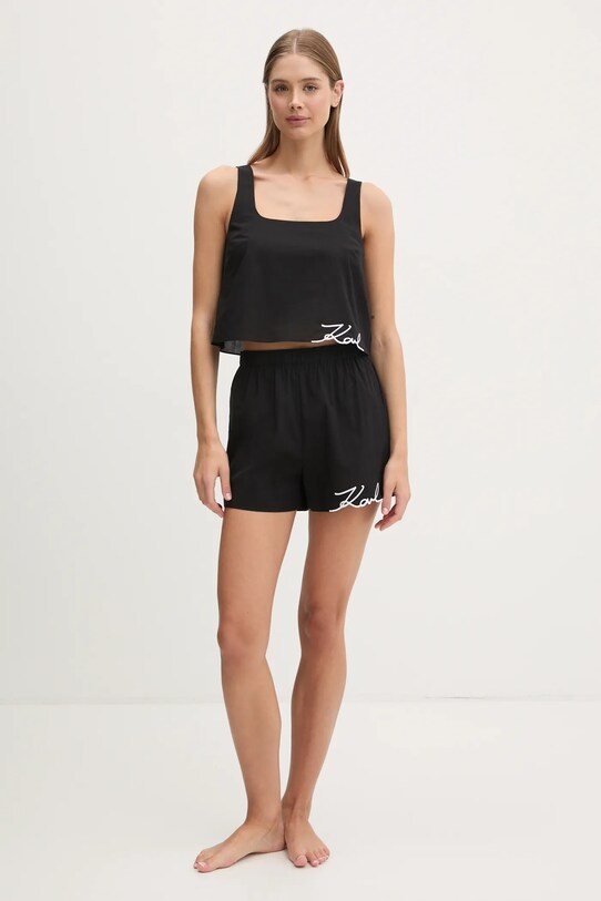 Βαμβακερό σορτς παραλίας Karl Lagerfeld A1W46038 μαύρο SS25