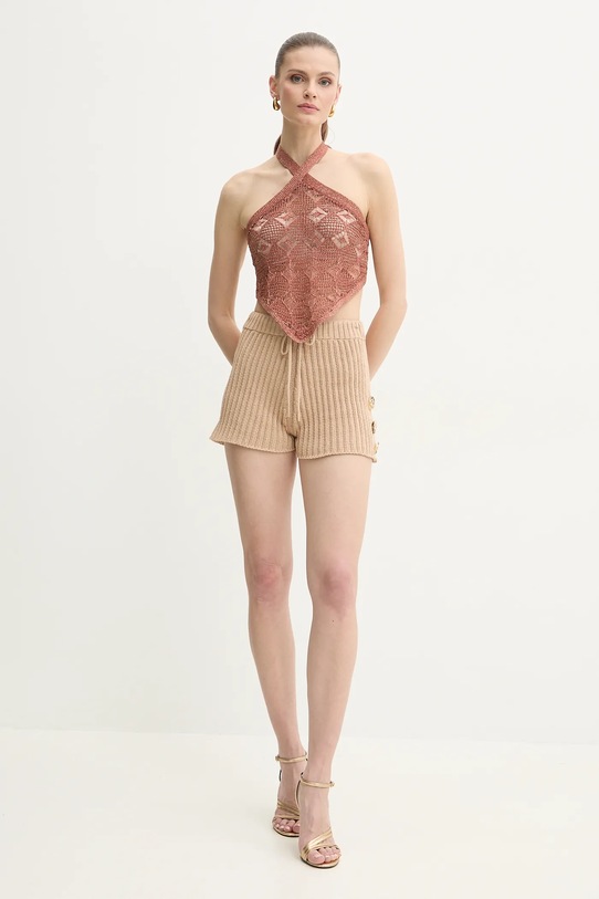 Бавовняні шорти Twinset 251TP3202 коричневий SS25