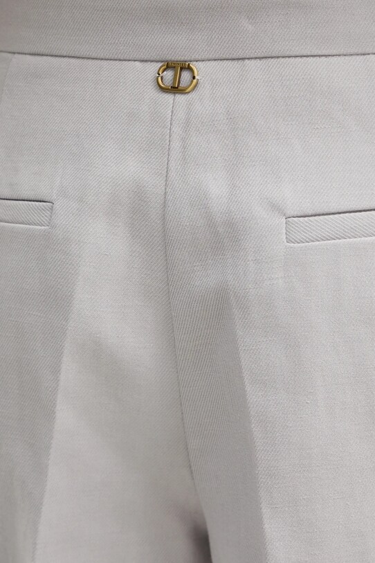 Twinset szorty z domieszką lnu szary 251TP2764