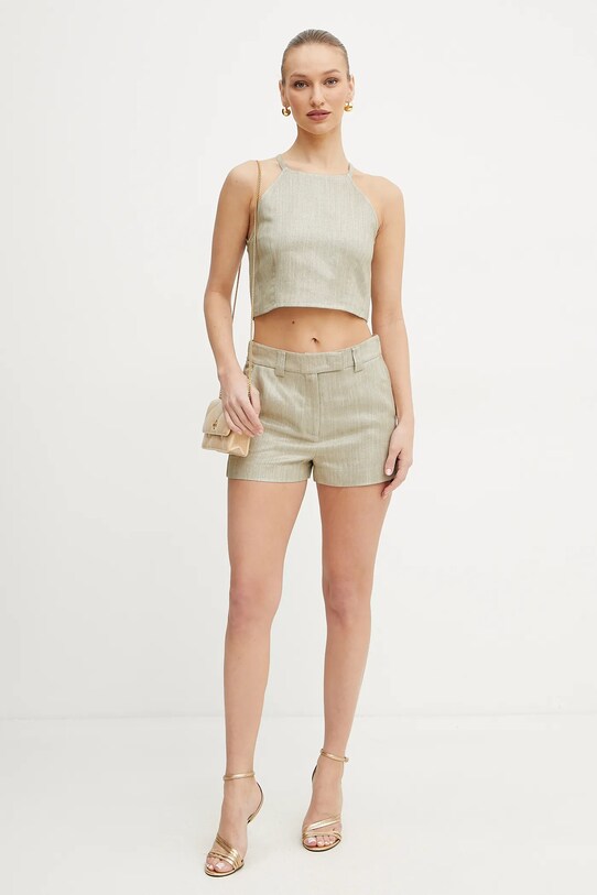 Marella pantaloni scurți din amestec de in CIOCCA 2513141052 bej SS25