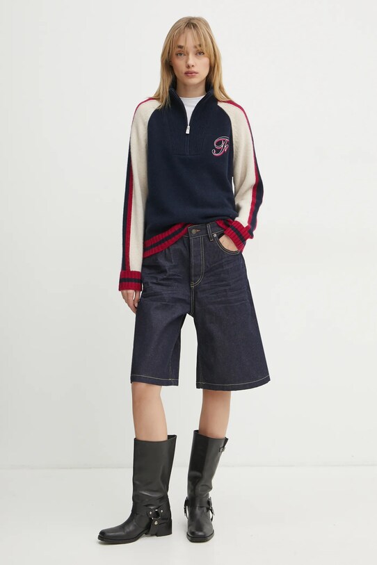 Jeans kratke hlače Diesel DE-SIRE-SHORT SHORTS A14051.0GRDV mornarsko modra SS25