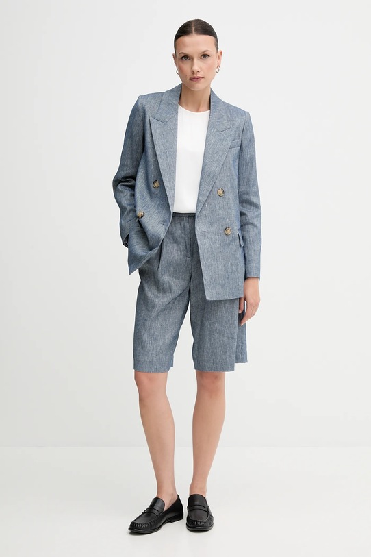 Sisley pantaloni scurți din in 4MNUL901J albastru SS25