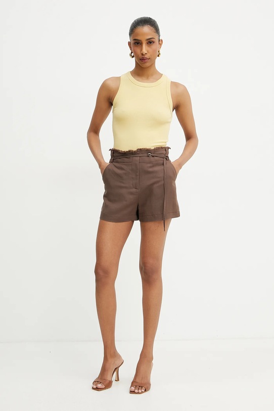 Patrizia Pepe pantaloncini in lino misto 2P1660.A052 marrone SS25