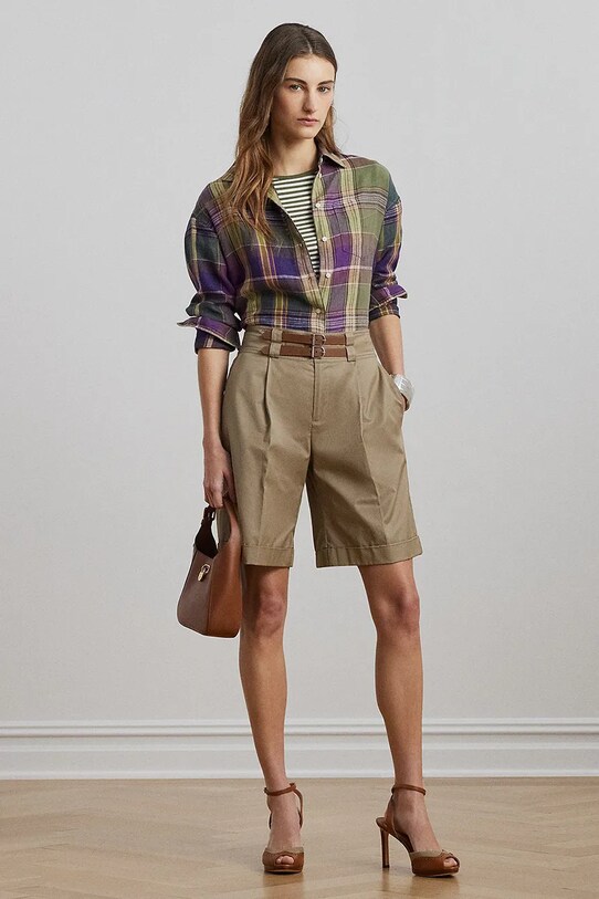 Памучен къс панталон Lauren Ralph Lauren памук кафяв 200963835